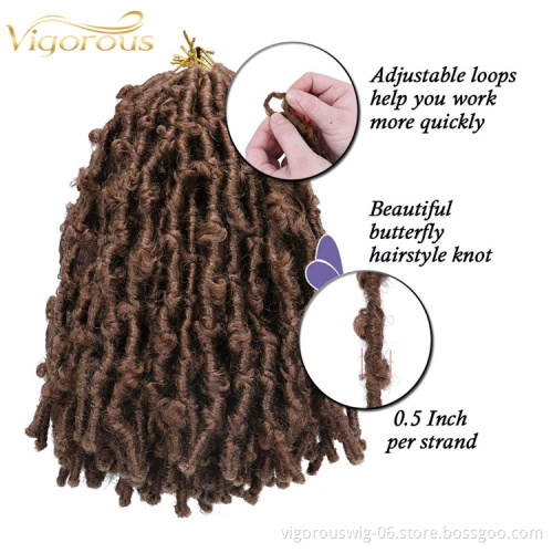 Wholesale 18inch Distressed Butterfly Locs Crochet Hair Premade Ombre Color Faux Locs Vendor synthetic brasiding Hair Extension